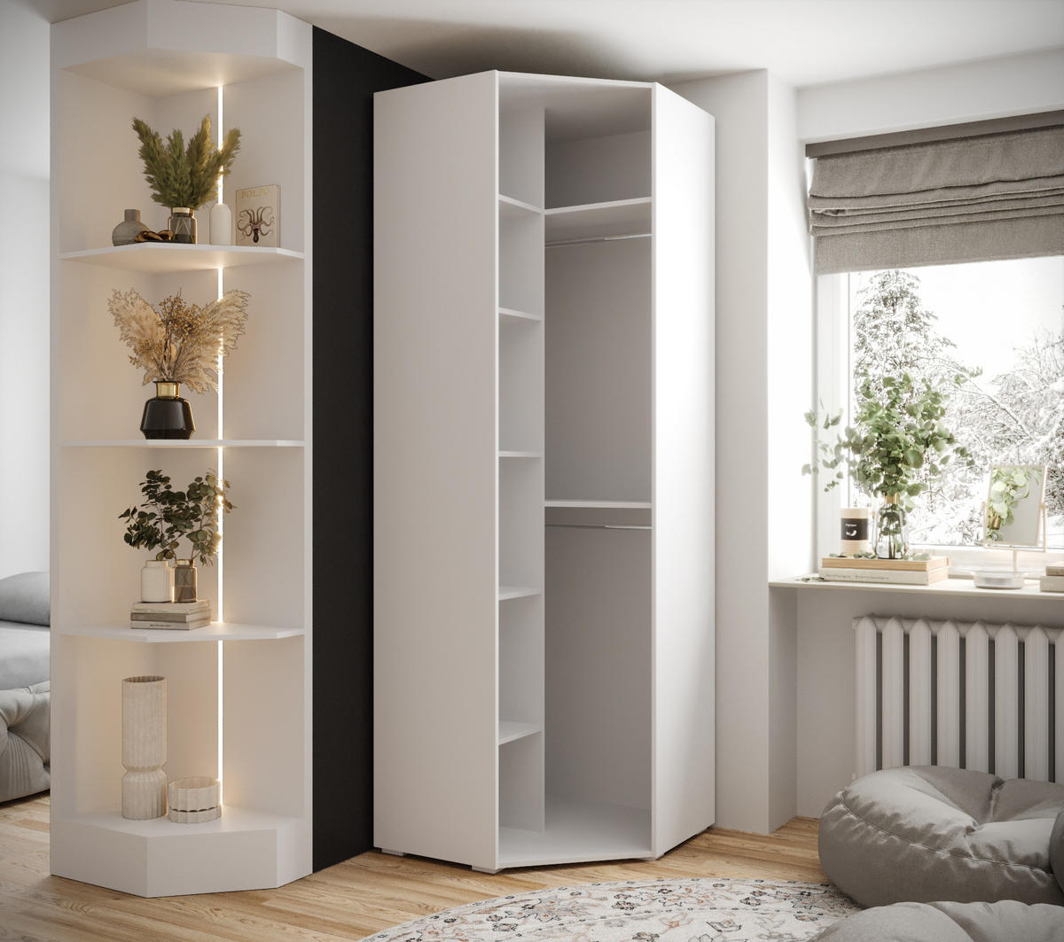 DREHTÜRENSCHRANK 236.7/81.7/81.7 1-türig - Goldfarben/Weiß, Holz/Metall (81.7/236.7/81.7cm) - MÖBEL KRYSPOL
