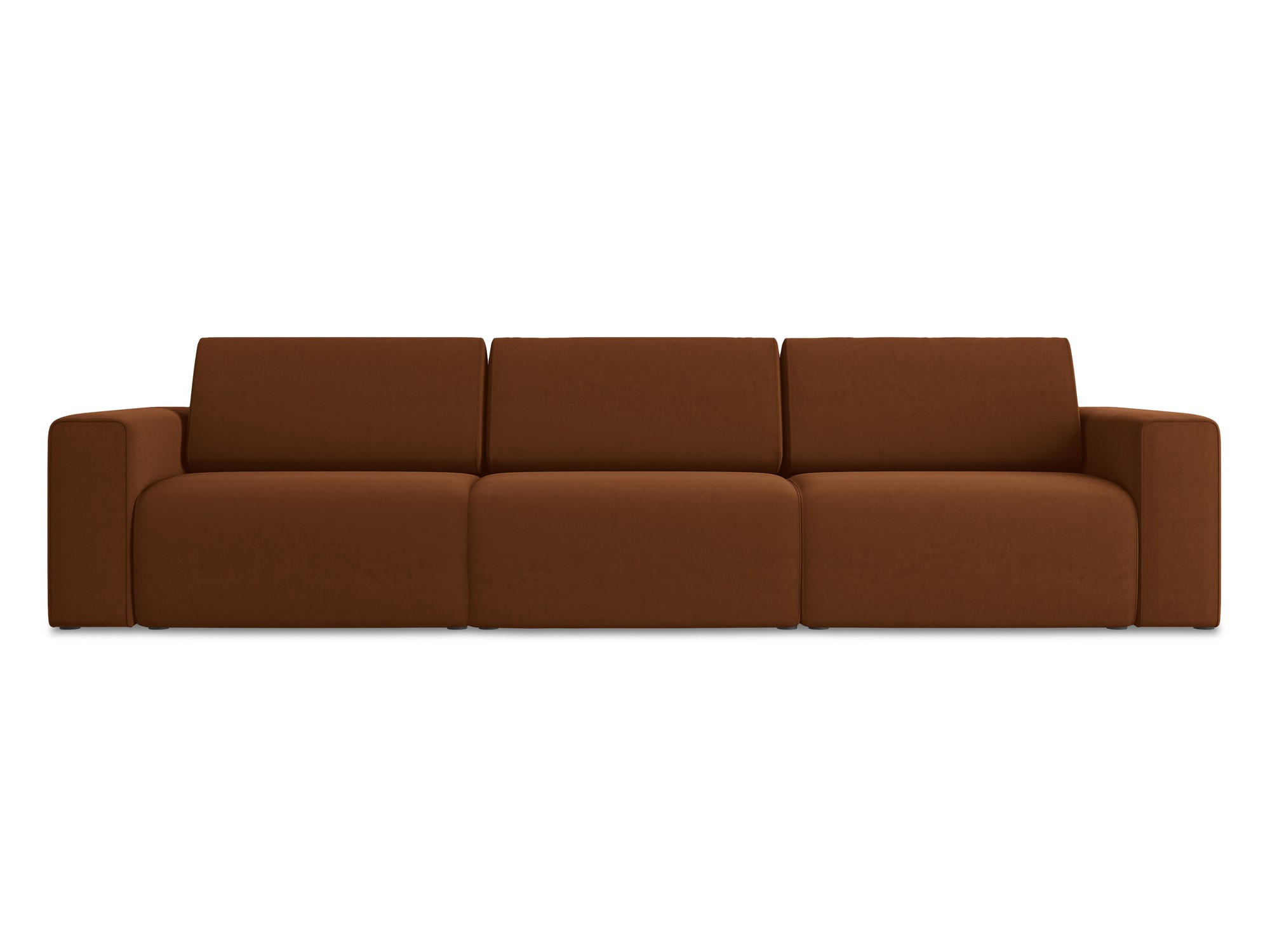4-SITZER-SOFA Samt Stoff Orange - Rot/Terra cotta, Kunststoff/Textil (314/80/103cm) - Makamii