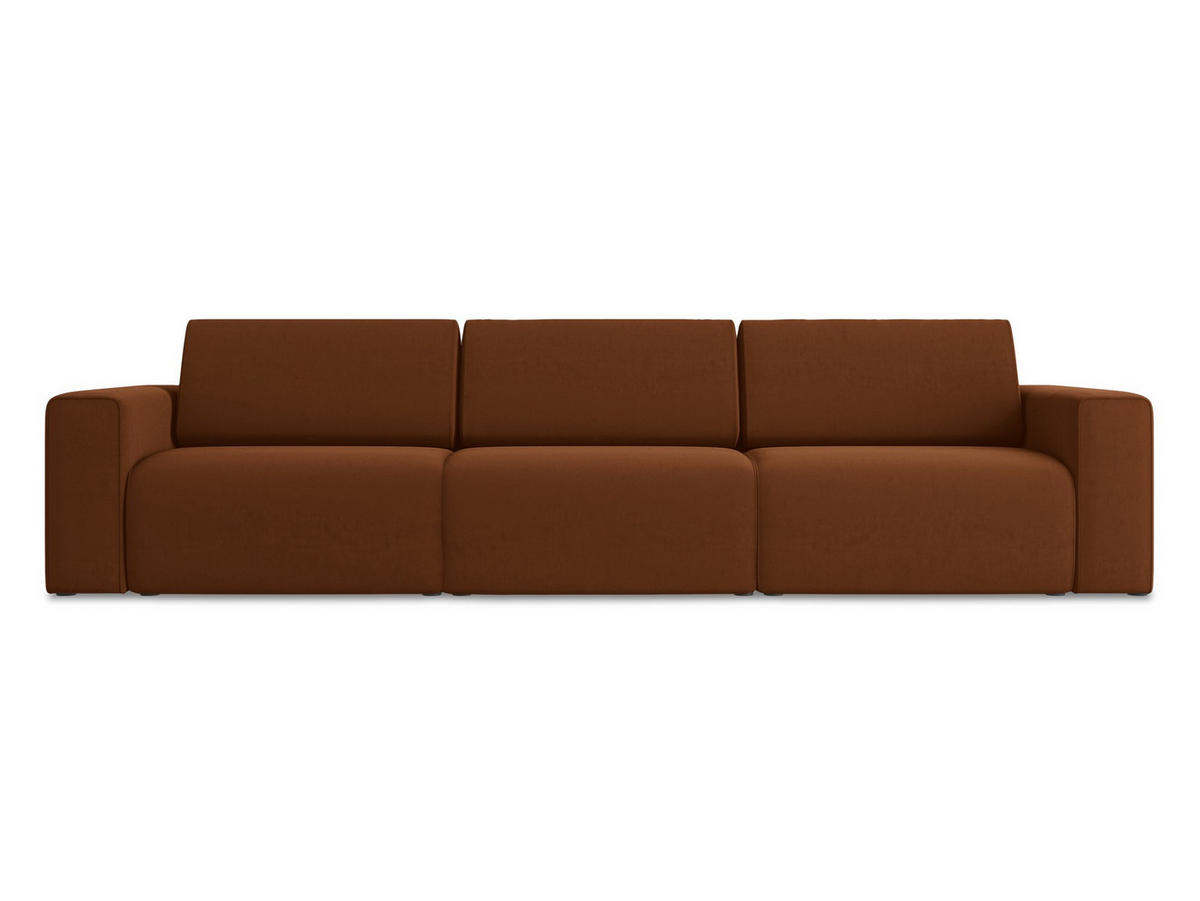 4-SITZER-SOFA Samt Stoff Orange - Rot/Terra cotta, Kunststoff/Textil (314/80/103cm) - Makamii