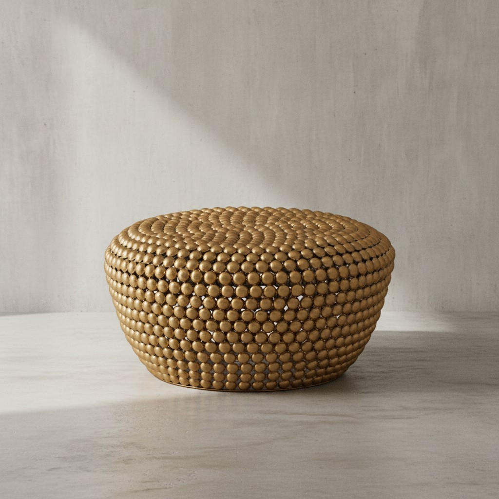 BEISTELLTISCH BIFERNO im orientalischen Stil aus Aluminium mit abgerundeter Form, Gold 60x60x30 cm - Goldfarben, Metall (60/60/30cm) - KADIMA DESIGN
