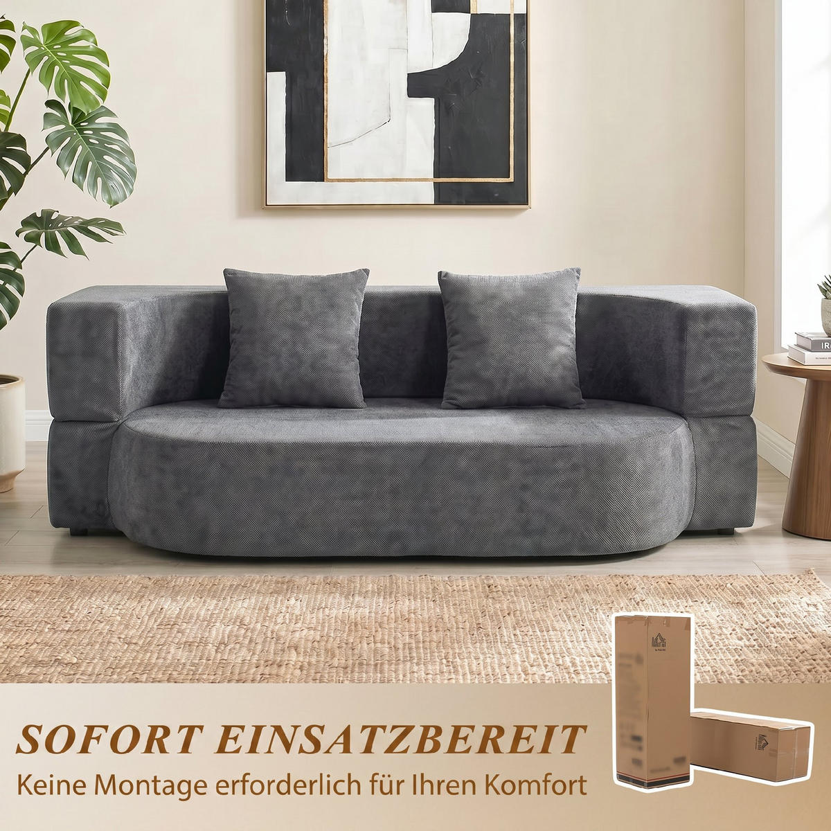 SCHLAFSOFA Polyester Dunkelgrau - Dunkelgrau, Textil (80/60/190cm) - HOMCOM
