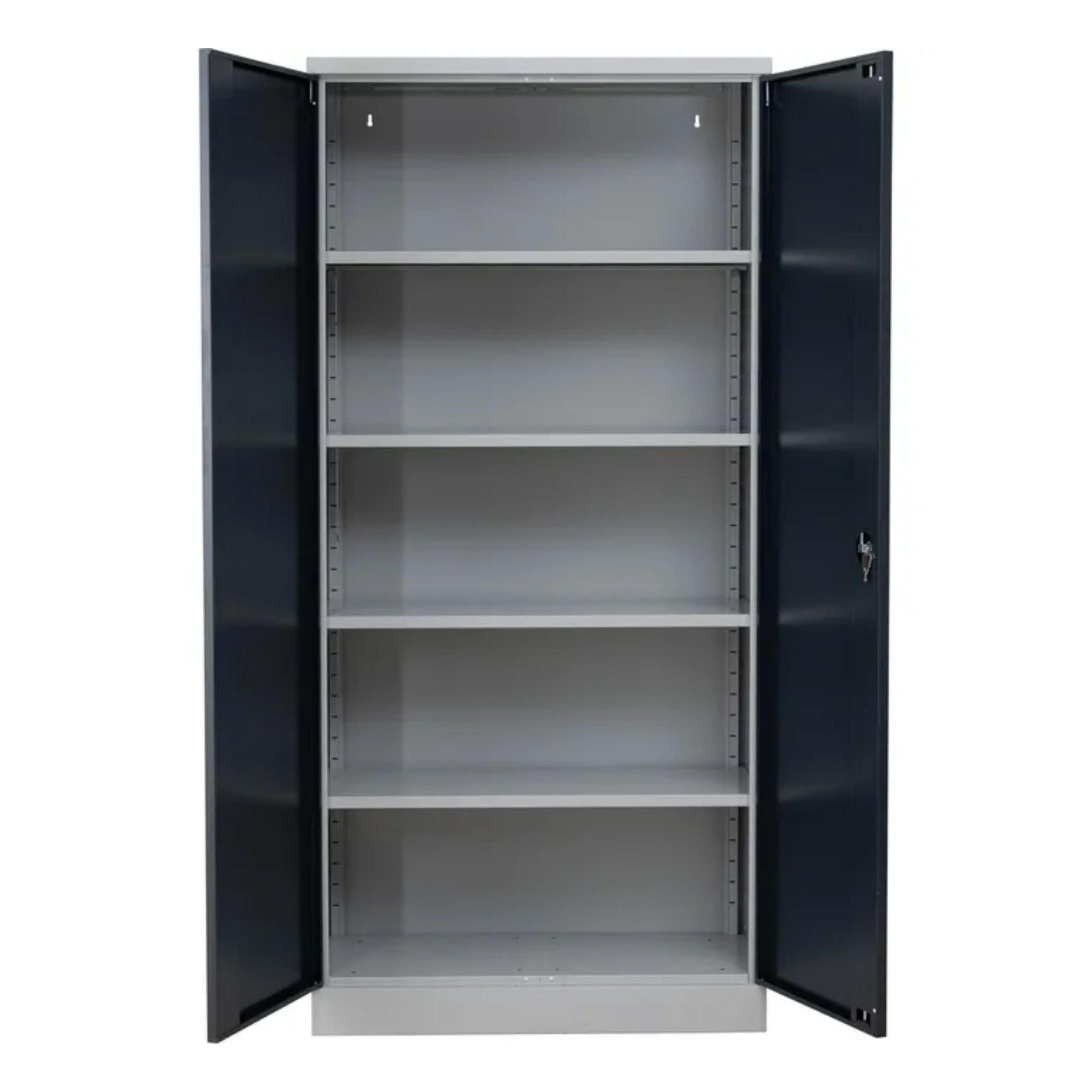 STAHLSCHRANK Bee mit 6 lackierten Fachböden 195x92x42 cm Korpusfarbe Lichtgrau Frontfarbe Anthrazit - Anthrazit, Metall (92/195/42cm)