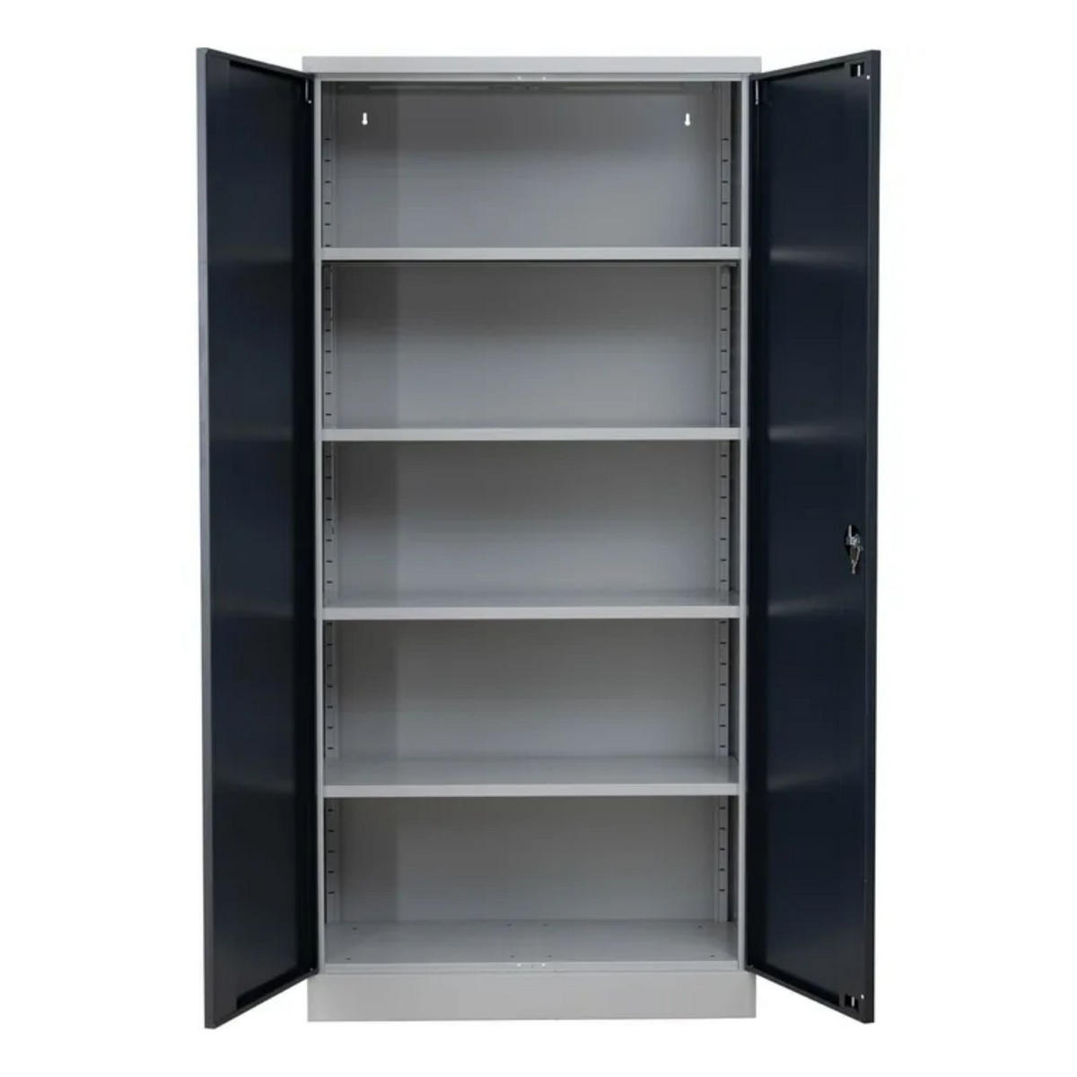 STAHLSCHRANK Bee mit 6 lackierten Fachböden 195x92x42 cm Korpusfarbe Lichtgrau Frontfarbe Anthrazit - Anthrazit, Metall (92/195/42cm)