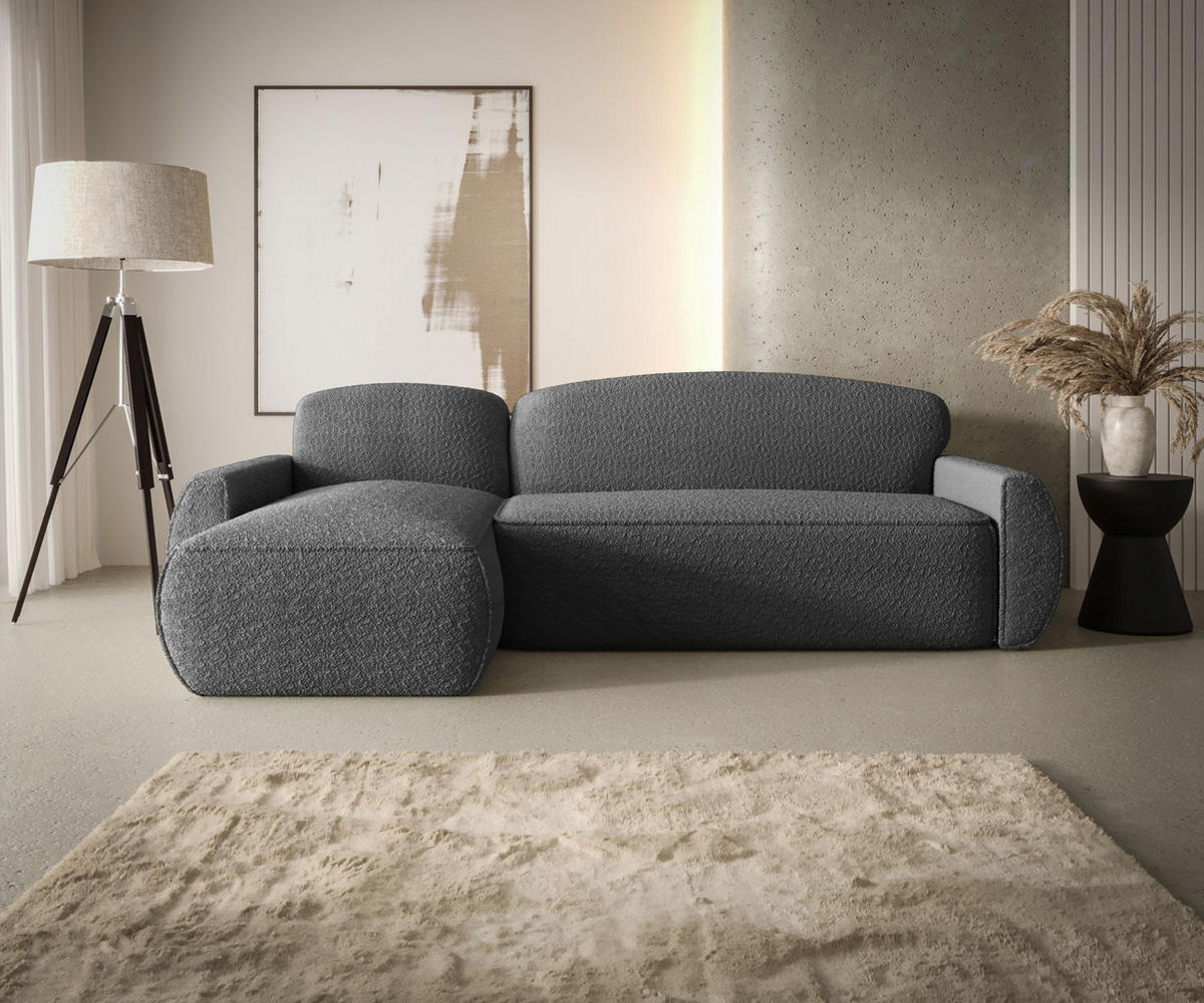 ECKSOFA mit Schlaffunktion LUCAS Quelle 92 Links - Dunkelgrau, Textil (240/145cm) - Bedante