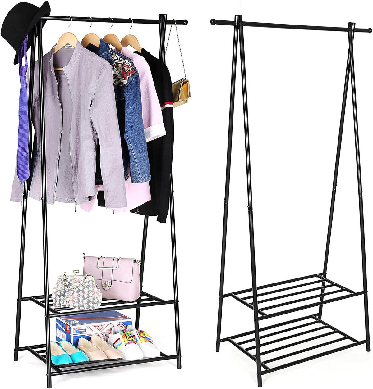 KLEIDERSTÄNDER - Schwarz, Metall (155/87.5/41cm) - Hansiro