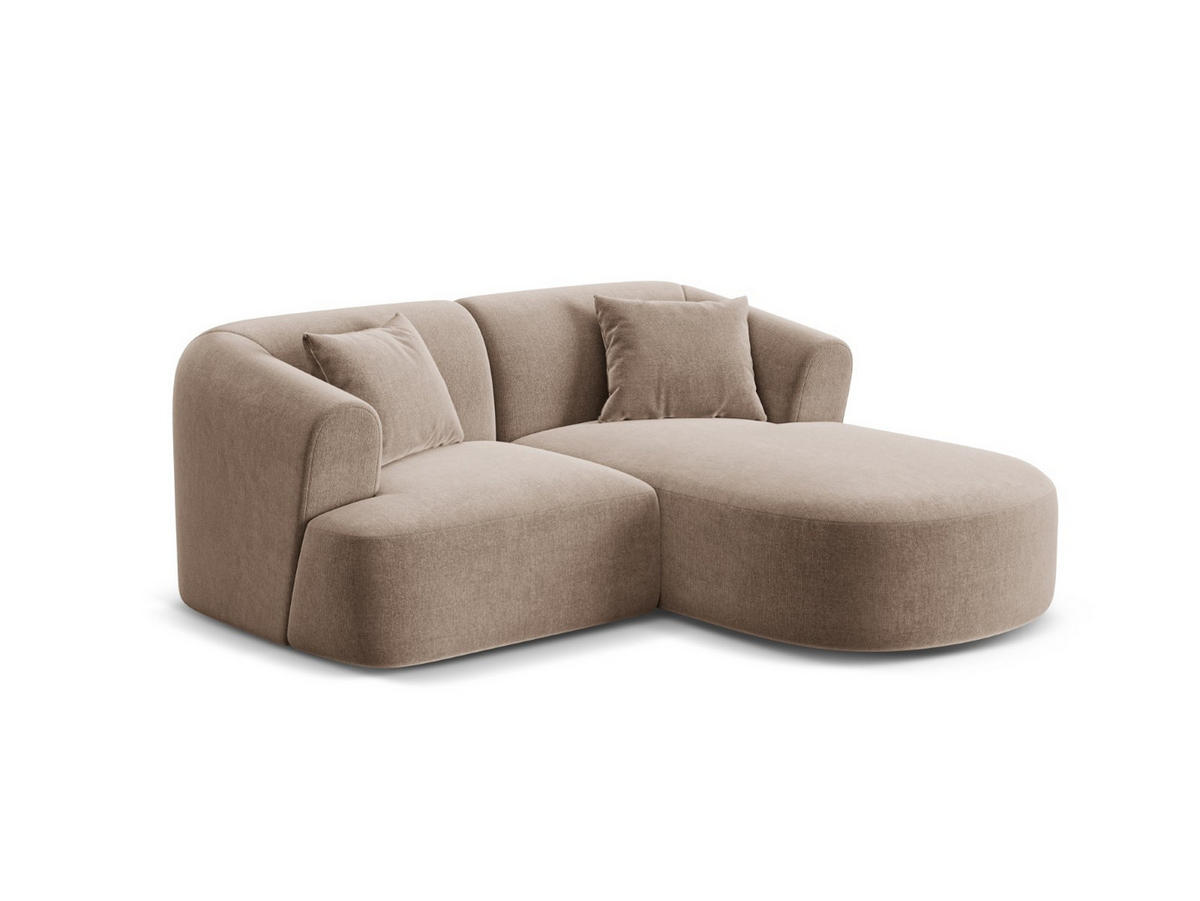 MODULARES-ECKSOFA rechts Campi aus Samt dunkelbeige 3 Sitzplätze - Mokka, Textil (156/180cm) - Cosmopolitan Design