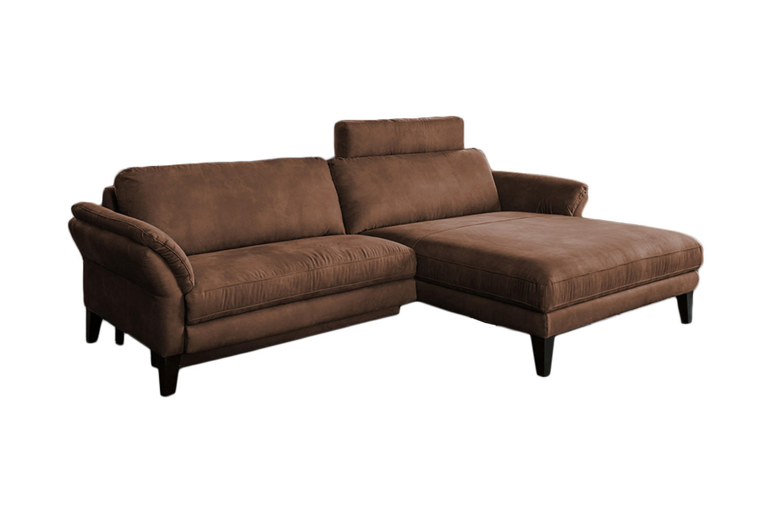 ECKSOFA MALTA Braun Webstoff - Dunkelbraun/Schwarz, Buchenholz/Textil (302/175cm) - KAWOLA