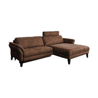 ECKSOFA MALTA Braun Webstoff - Dunkelbraun/Schwarz, Buchenholz/Textil (302/175cm) - KAWOLA