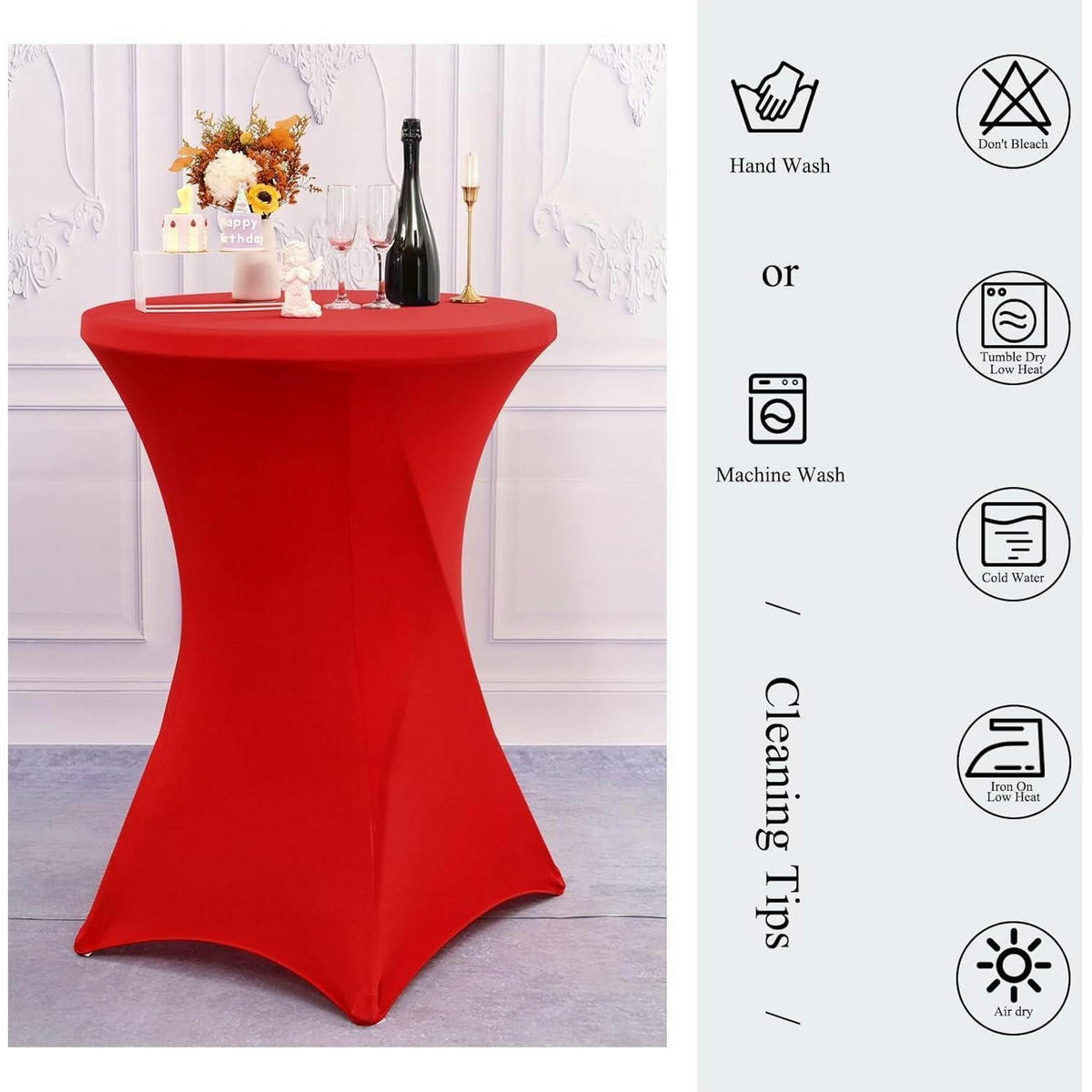 STEHTISCH Hussen 3er Set Rot 80 cm - Rot, Textil (80/80cm)