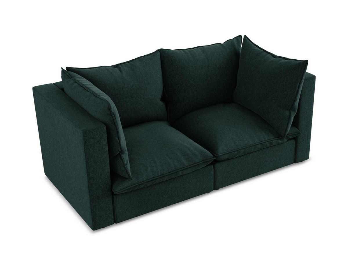 2-SITZER SOFA Samt Stoff Grün - Schwarz/Olivgrün, Holzwerkstoff/Kunststoff (180/77/90cm) - Makamii