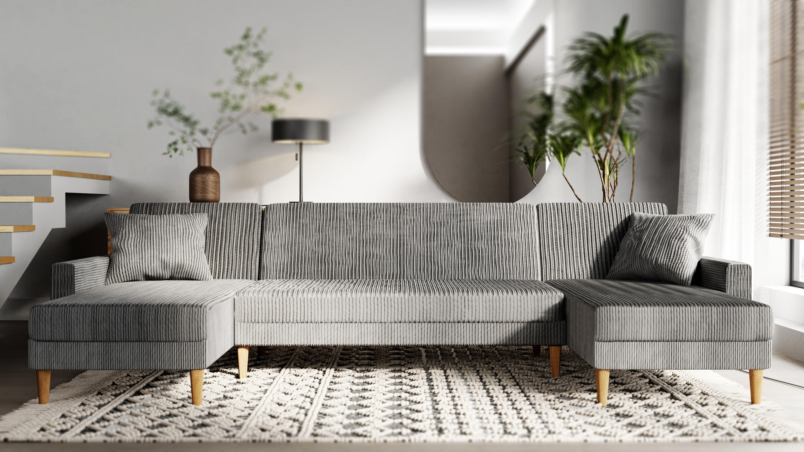 Thumbnail - Idohome Ecksofa, Grau, Textil, 4-Sitzer, 330x134 cm, Wohnzimmer, Sofas & Couches, Wohnlandschaften, Ecksofas