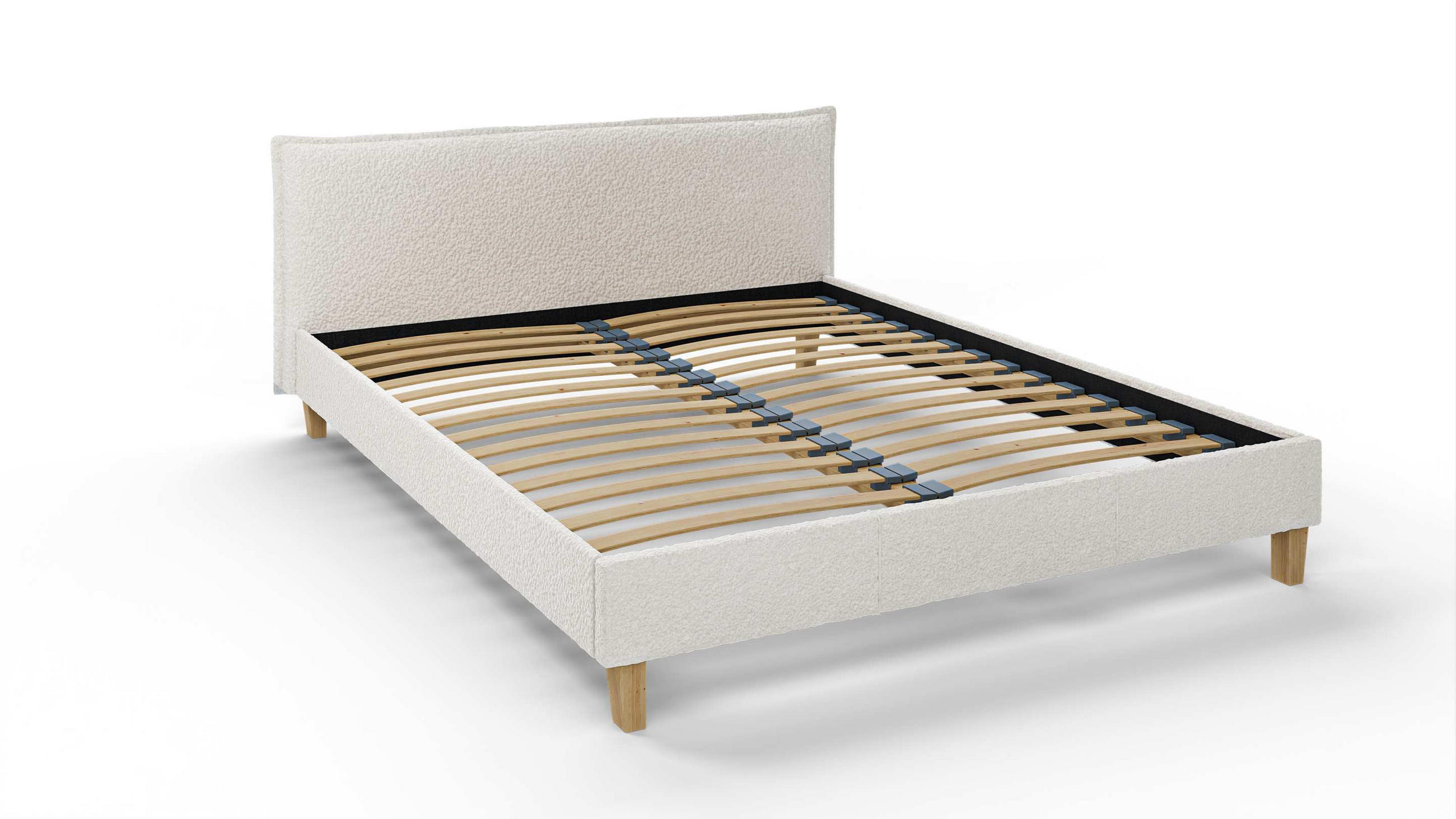 POLSTERBETT Arles 160/200 cm Boucle Stoff - Hellbraun/Weiß, Holz/Textil (160/200cm) - S-Style Möbel