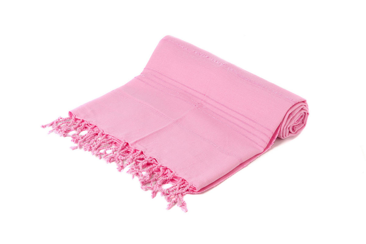 UNIFARBE Pink Strandtuch Hamamtuch Saunatuch für Babys geeignet 100%Baumwolle - Pink, Textil (100/180cm) - Villa Möbel