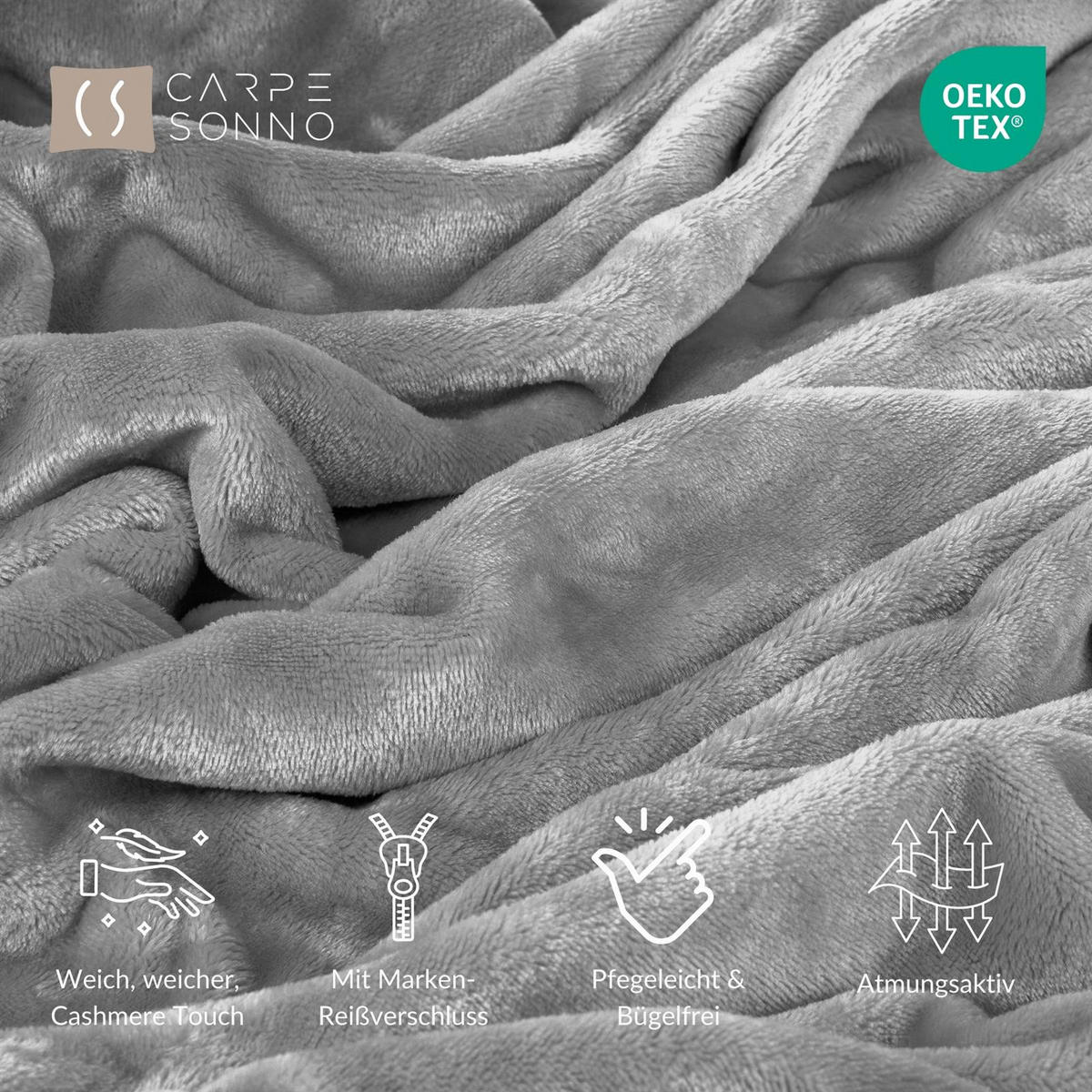 WINTER-BETTWÄSCHE 135x200 Cashmere-Touch Warmer Winter Bettbezug Kuschelig Grau - Grau, Textil (135/200cm) - Carpe Sonno