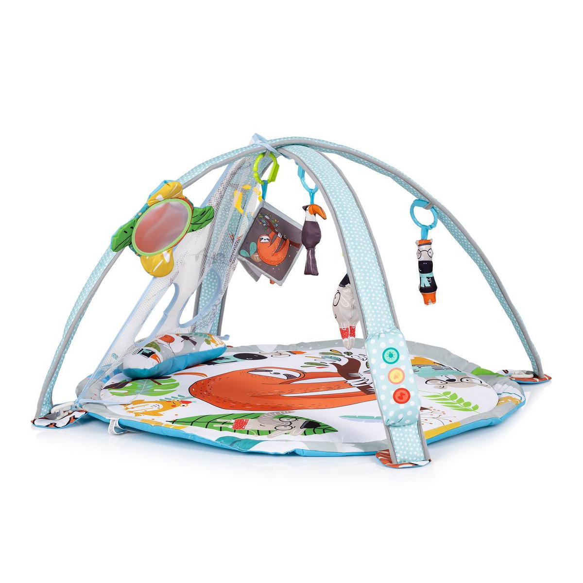SPIELBOGEN Jungle hellblau Musik, Licht, Bälle, hängende Figuren, Krabbeldecke, ab Geburt - Blau, Textil (83/50/83cm) - Chipolino