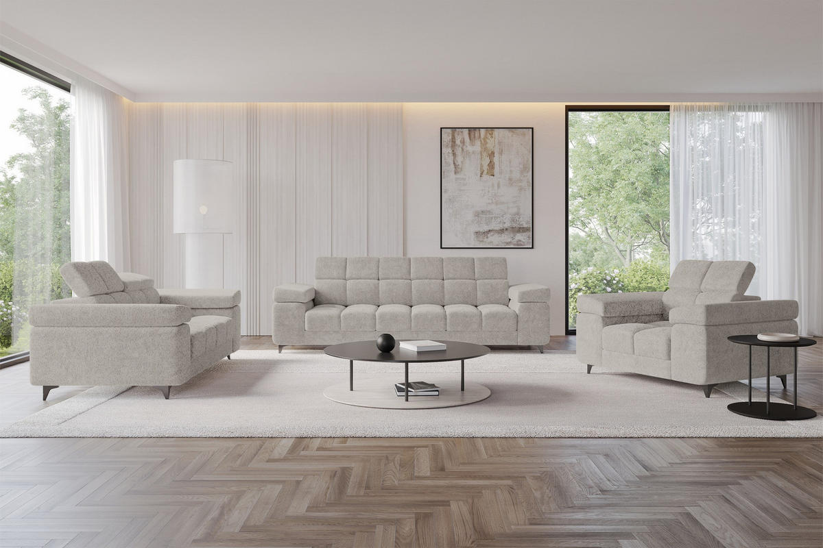 SOFA 2-Sitzer LORD-S1 194x97x90 cm Hellgrau Chenille - Hellgrau, Holzwerkstoff/Textil (194/90/97cm) - ALTDECOR