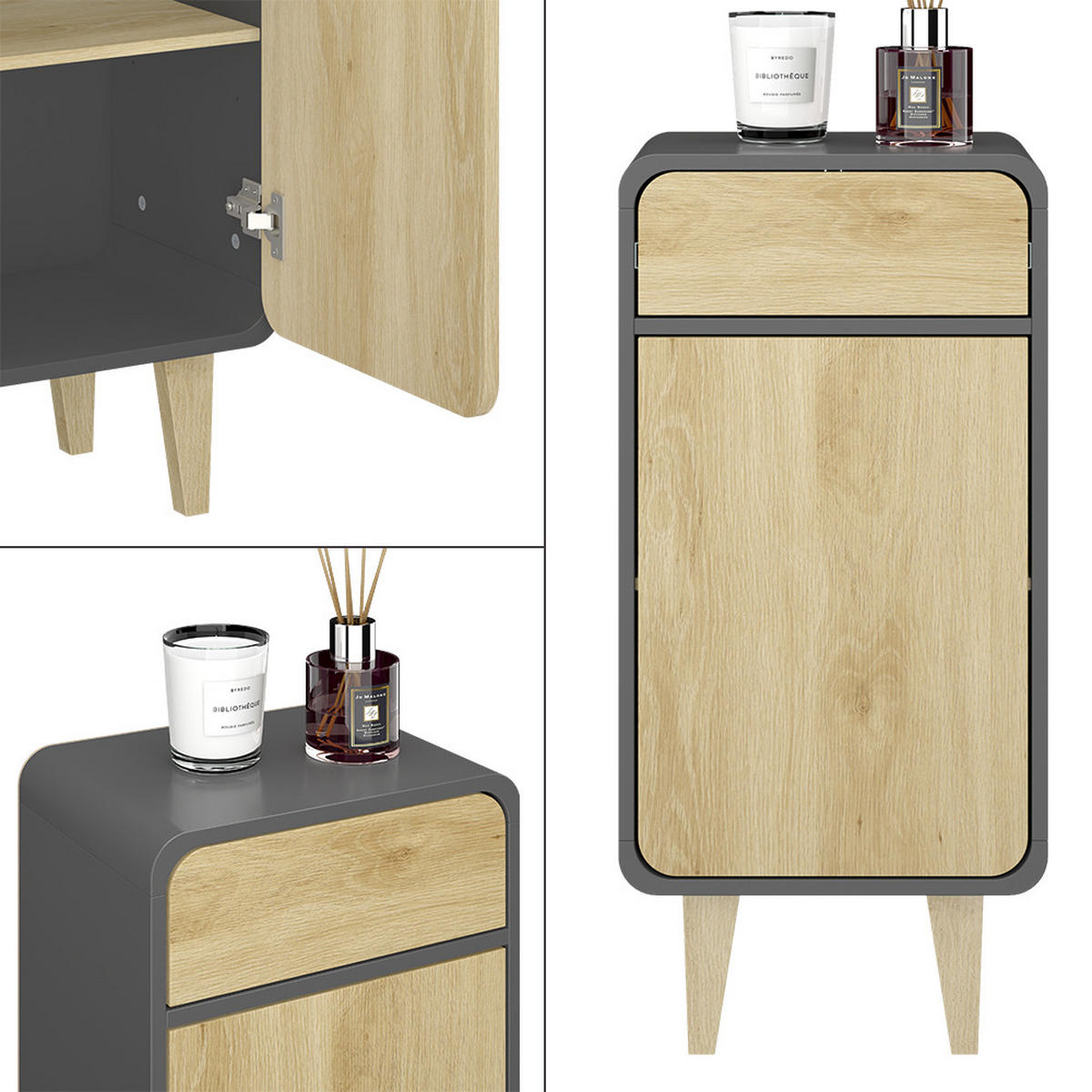 MIDISCHRANK Arla Anthrazit/Goldkraft Eiche 40 x 81 cm - Eichefarben/Anthrazit, Holzwerkstoff (40/81/30cm) - Vicco