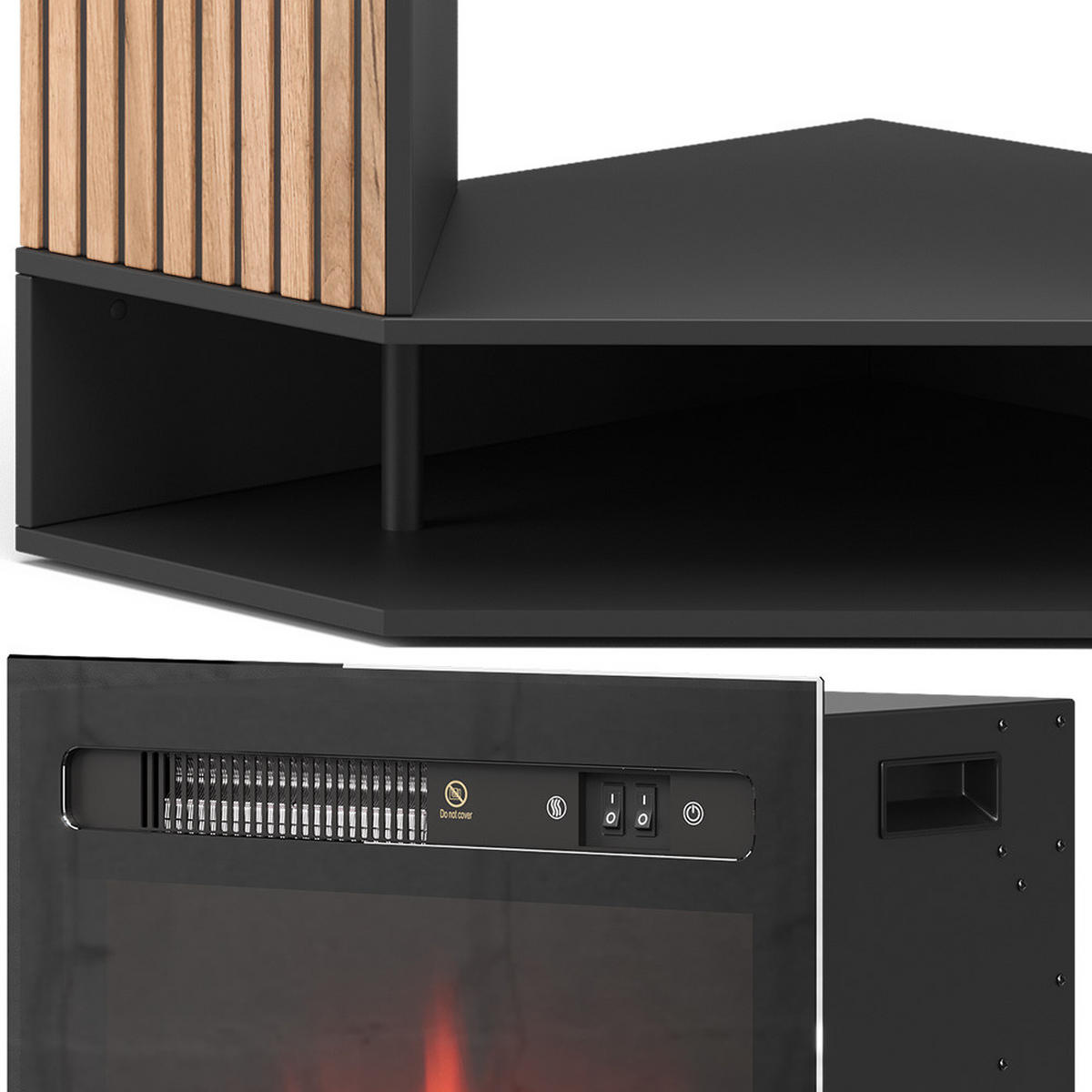 ELEKTROKAMIN Lynea Schwarz 100 cm mit realistischem Flammeneffekt und Heizung 1800W - Schwarz, Holzwerkstoff (100/80/73cm) - Vicco