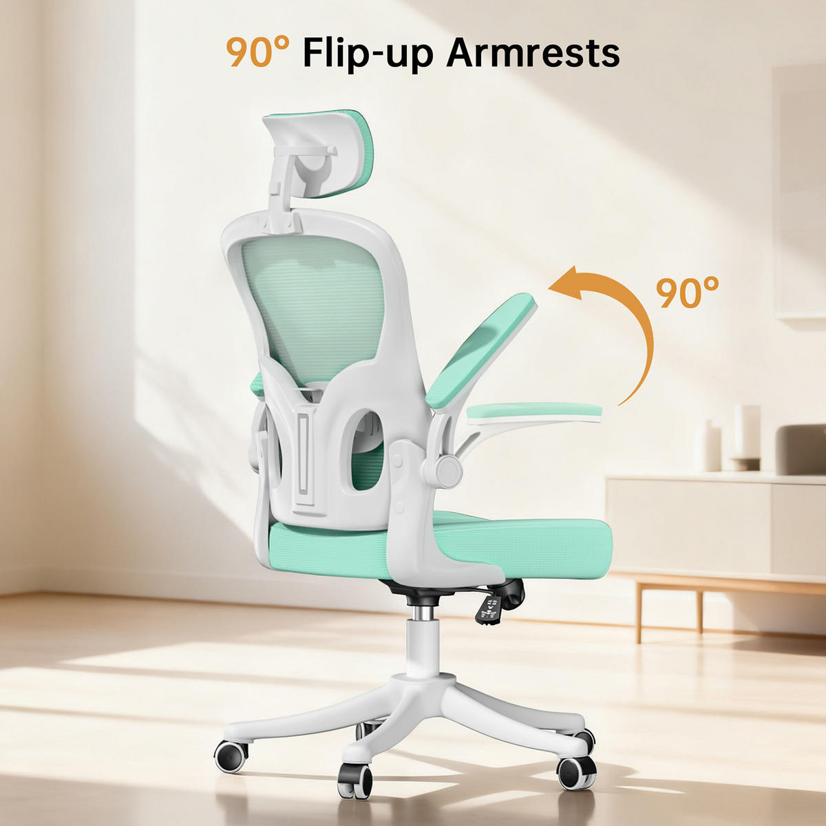 DREHSTUHL Weiß-Grün,Ergonomischer Bürostuhl Netz ,Rollen - Grün, Metall (58.5/28.5/61cm) - Rattrix