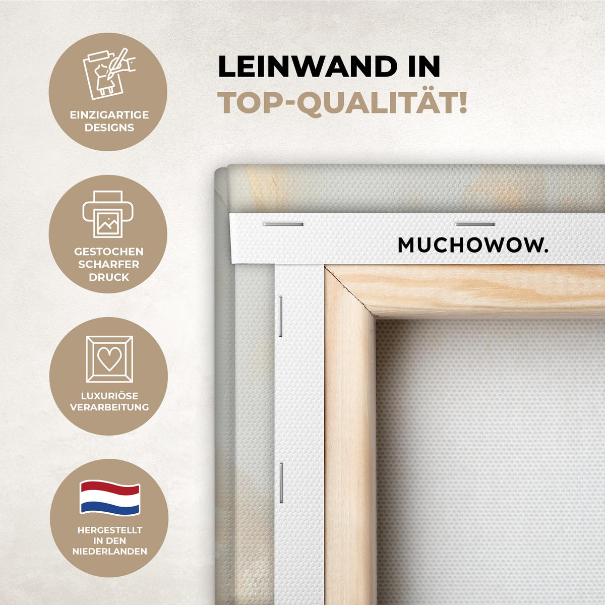 LEINWANDBILD Hase - Ohren - Braun Deko Wohnzimmer 20x30 cm - Beige, Textil (20/30cm) - MuchoWow