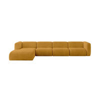 ECKSOFA Ottomane Links MIRA-L3 409x179x70 Senfgelb Cord - Currygelb/Schwarz, Holzwerkstoff/Kunststoff (409/179cm) - ALTDECOR
