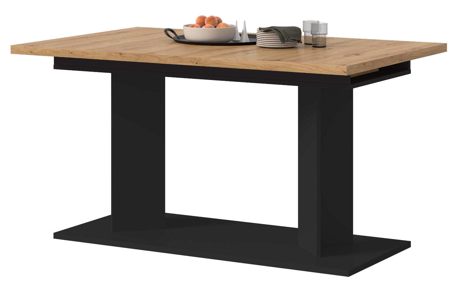 Inn.Furn Esstisch Eiche Artisan, Schwarz 140x76x90 cm