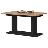 ESSTISCH Eiche Artisan, schwarz 140 - 180 - 220 x 90 cm, Küchentisch 2-fach ausziehbar - Schwarz/Eiche Artisan, Holzwerkstoff (90/140/76cm) - Inn.Furn