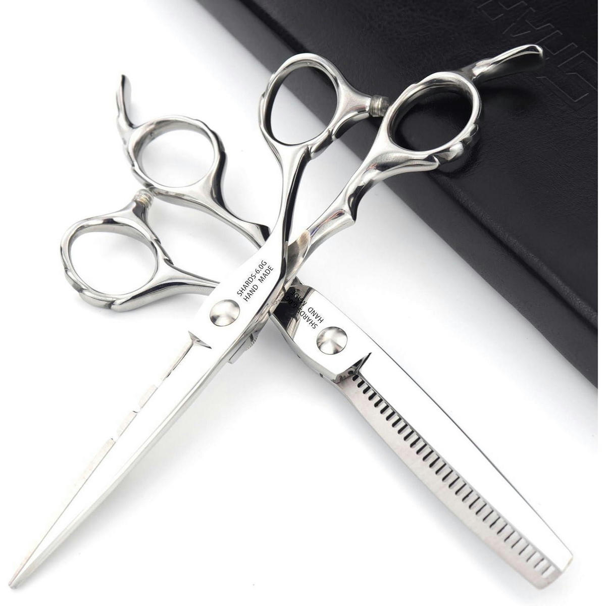 HAARSCHNEIDESCHERE 2-teiliges Set Schwarz 6 Zoll - Silberfarben, Metall (15.2/1.5/15.2cm)