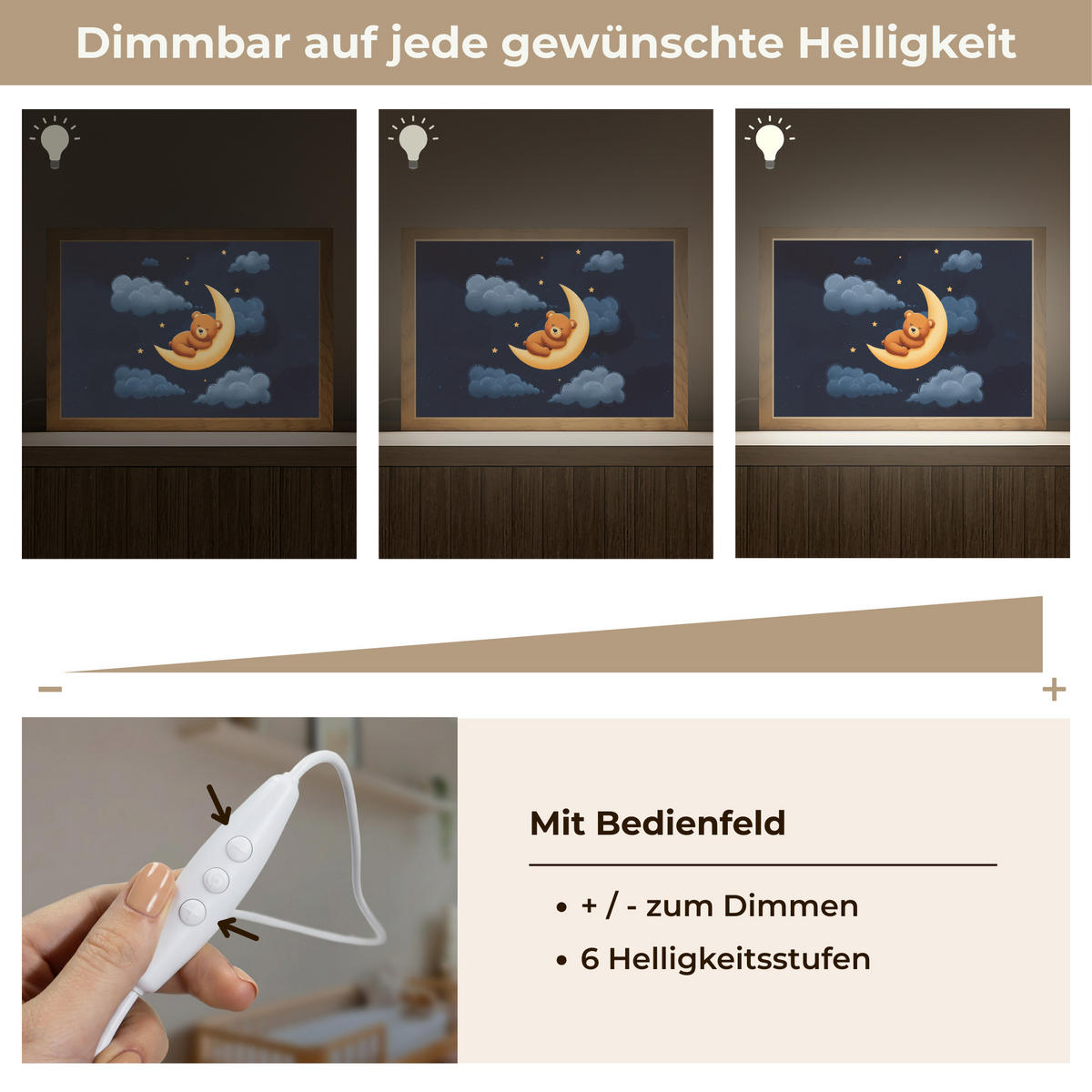 NACHTTISCHLAMPE Teddybär - Mond - Wolken - Sterne 30x20 cm - Dunkelblau, Holzwerkstoff (8/30/20cm) - OnlyWow