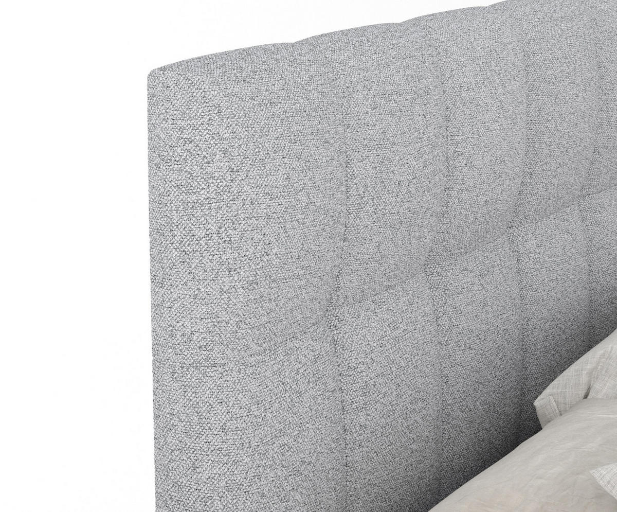 BOXSPRINGBETT Elisio Hellgrau 200/200 cm mit Latex-Topper - Silberfarben/Hellgrau, Holz/Holzwerkstoff (200/200cm) - Maison de Reve