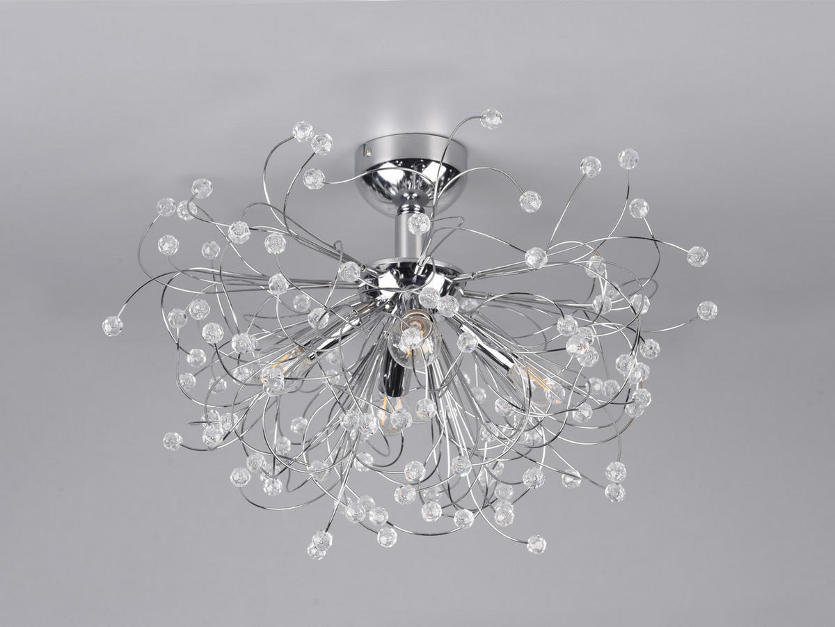 LED-DECKENLAMPE Silber Ø55cm, Gold Kristall - Chromfarben/Transparent, Kunststoff/Metall (55/55/35cm) - meineWunschleuchte