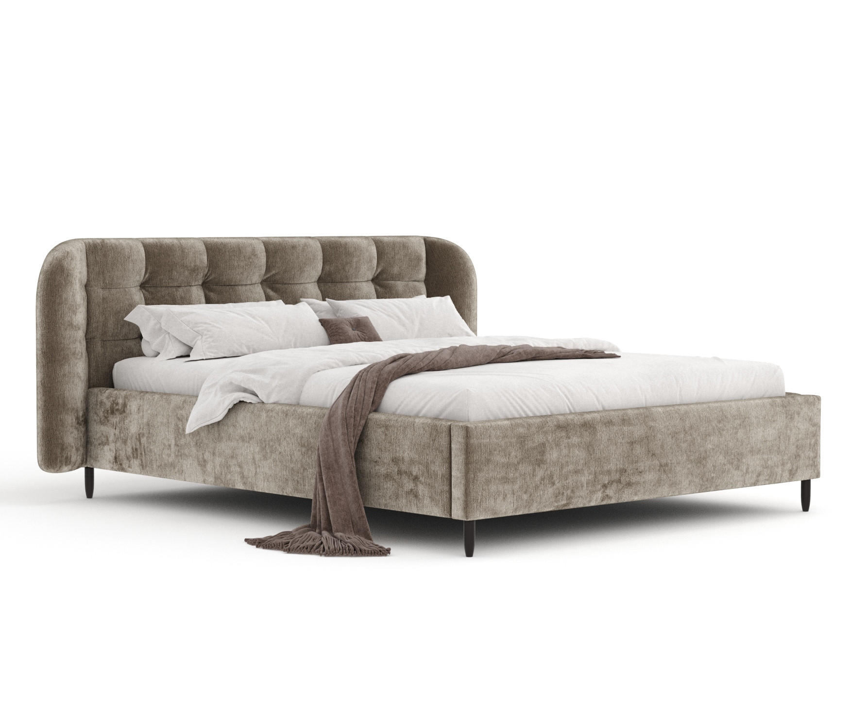 POLSTERBETT Nuno Beige 160/200 cm im Chenille-Stoff - Beige/Schwarz, Holz/Holzwerkstoff (160/200cm) - Maison de Reve