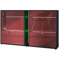 SCHUHSCHRANK Today Fronten in Bordeaux Hochglanz - Bordeaux, Holzwerkstoff (155.5/95/28cm) - Vladon