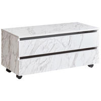 DULAP DE BAIE cu rotile 80 cm alb marmură Teresina - alb, compozit lemnos (80/38/39cm) - Beliani