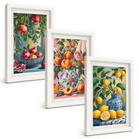 BILDER SET 3er Set - 20x30 cm Weißer Rahmen - Fruchtzusammensetzung von Granatäpfeln - Weiß, Kunststoff (20/30cm) - TULUP