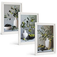 BILDER SET 3er Set - 40x60 cm Weißer Rahmen - Oliven in schlichten Vasen - Weiß, Kunststoff (40/60cm) - TULUP