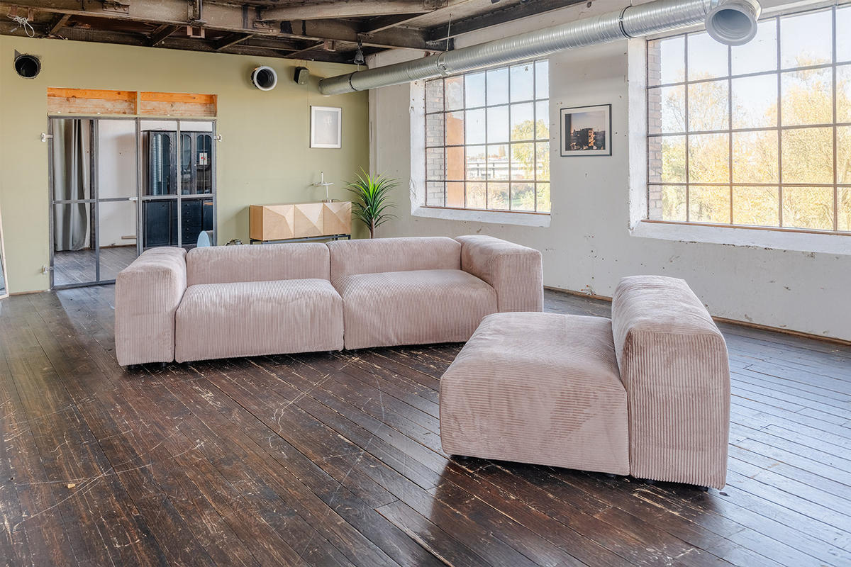 MODULSOFA MIA Taupe Cord - Taupe/Schwarz, Kunststoff/Textil (418/72/120cm) - KAWOLA