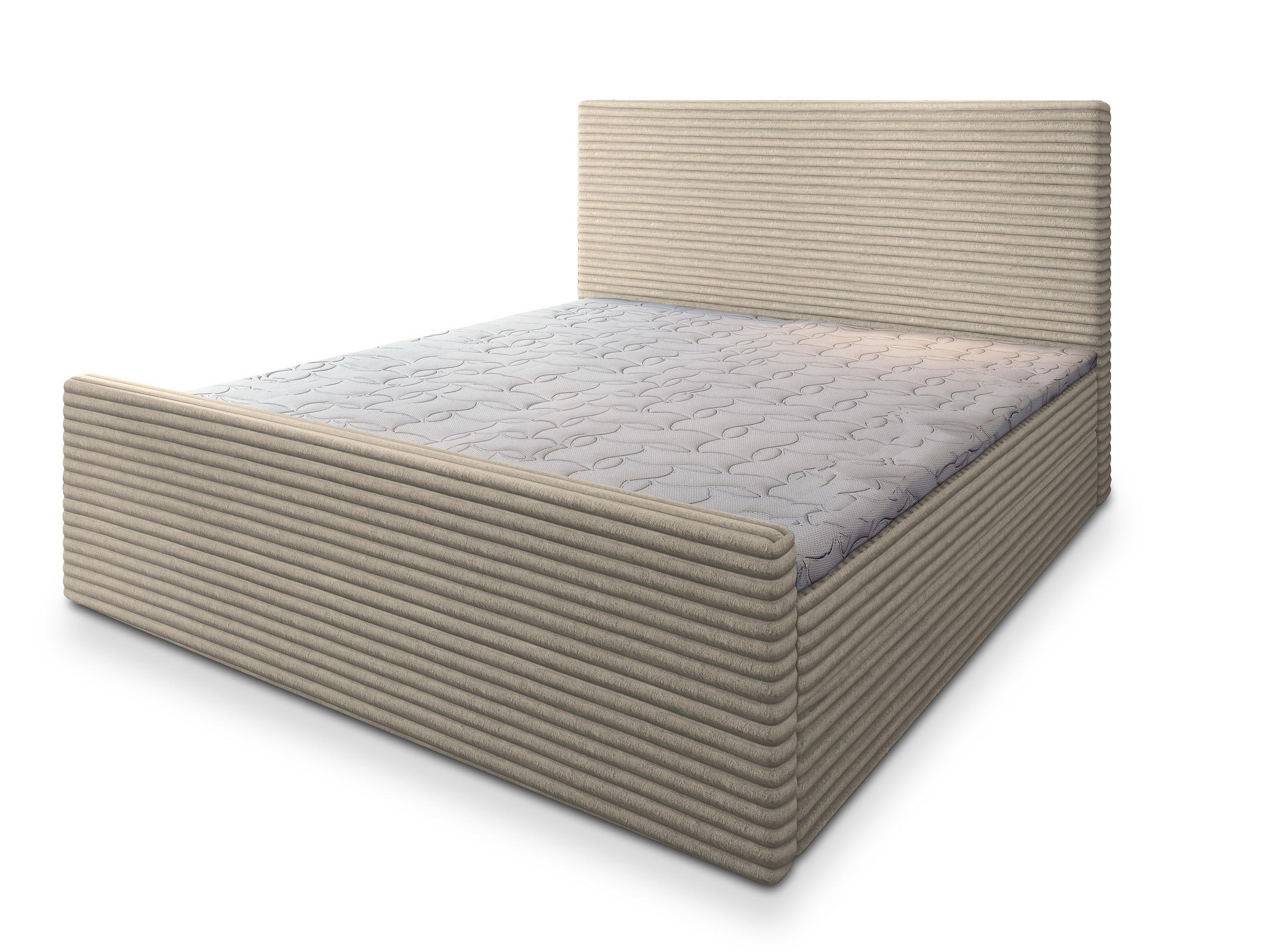 POSTEL BOXSPRING BRENTO 160x200 cm, s matrací a úložným prostorem, krémová - krémová, kompozitní dřevo/textil (160/200cm) - MASSENO