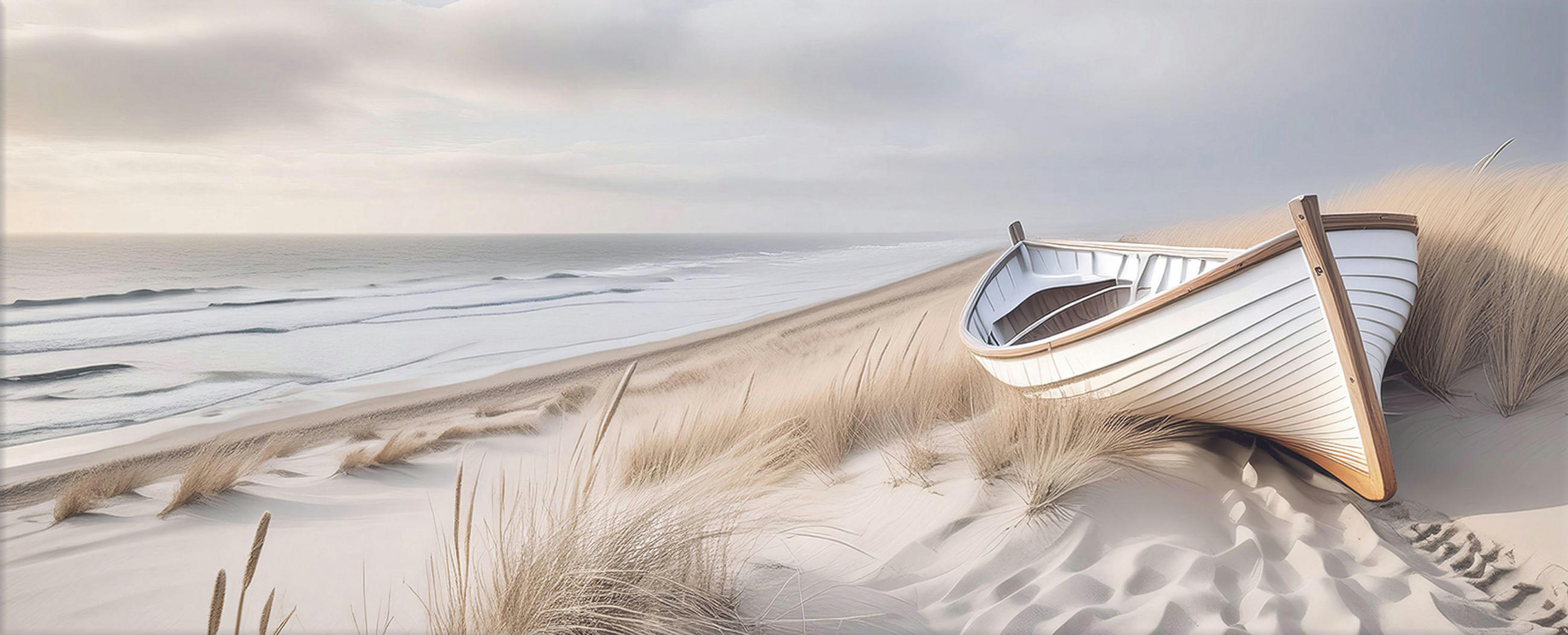 GLASBILD 125x50 cm Strand beige - Beige, Glas (125/50cm) - artissimo