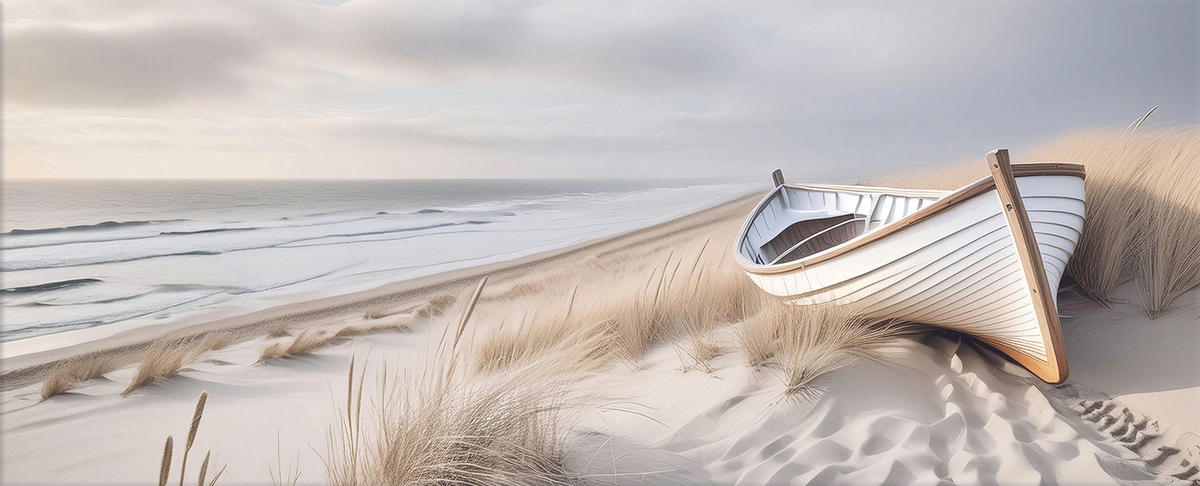 GLASBILD 125x50 cm Strand beige - Beige, Glas (125/50cm) - artissimo