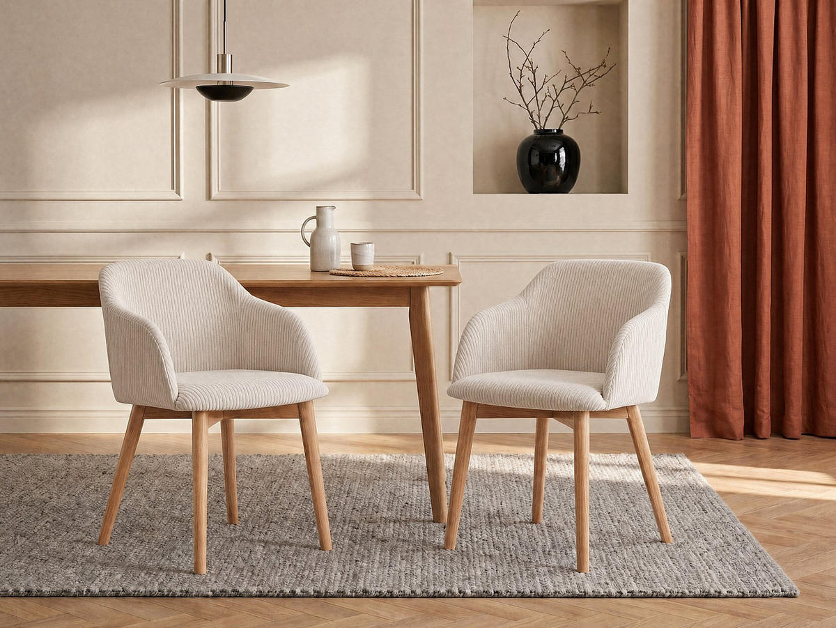 STUHL - 54 cm x 56 cm - Samt - Cremefarben - JELISA - Creme, Textil (54/79/56cm) - Vente-Unique