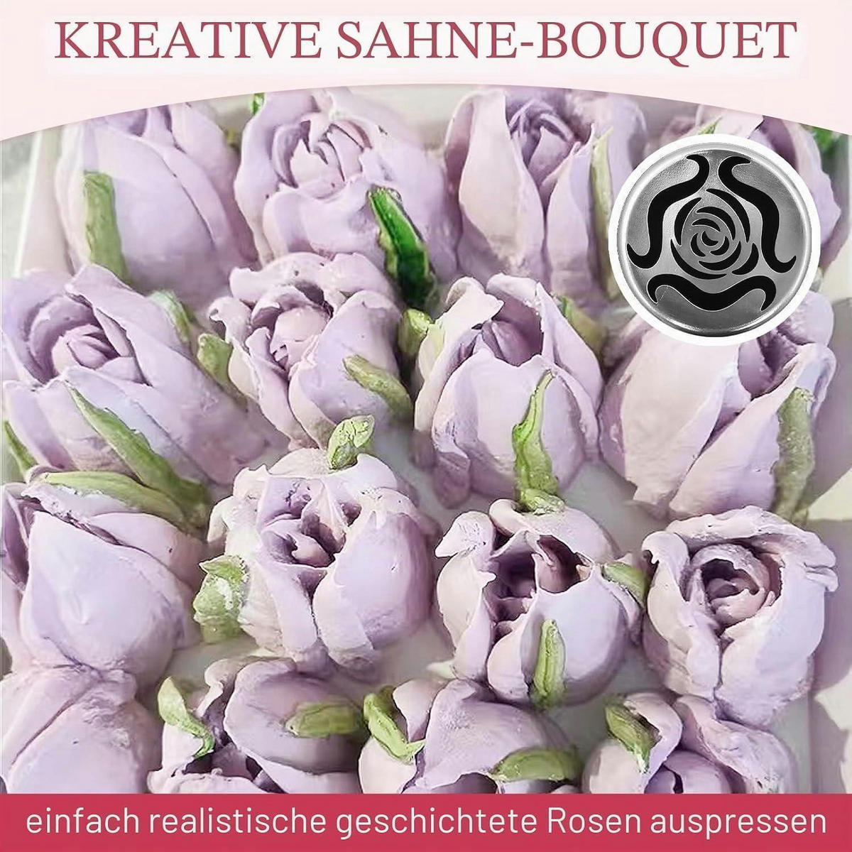 SPRITZTÜLLEN-SET 6-teilig Edelstahl Blumenmuster - Silberfarben, Metall (4.5/4.5/4.5cm)
