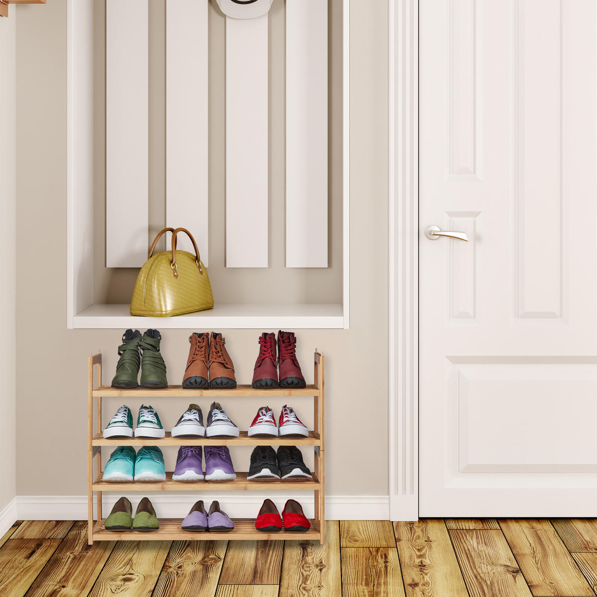 SCHUHREGAL - Hellbraun, Holz (72.5/29.5/27cm) - Relaxdays