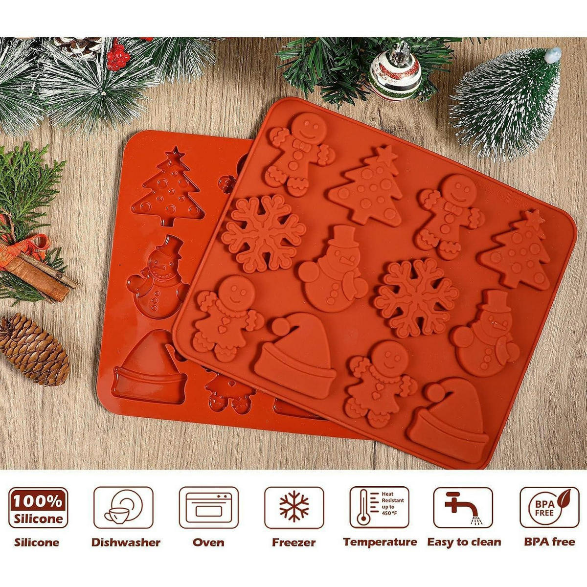 BACKFORM 2-teiliges Set Silikon Weihnachten - Transparent, Kunststoff