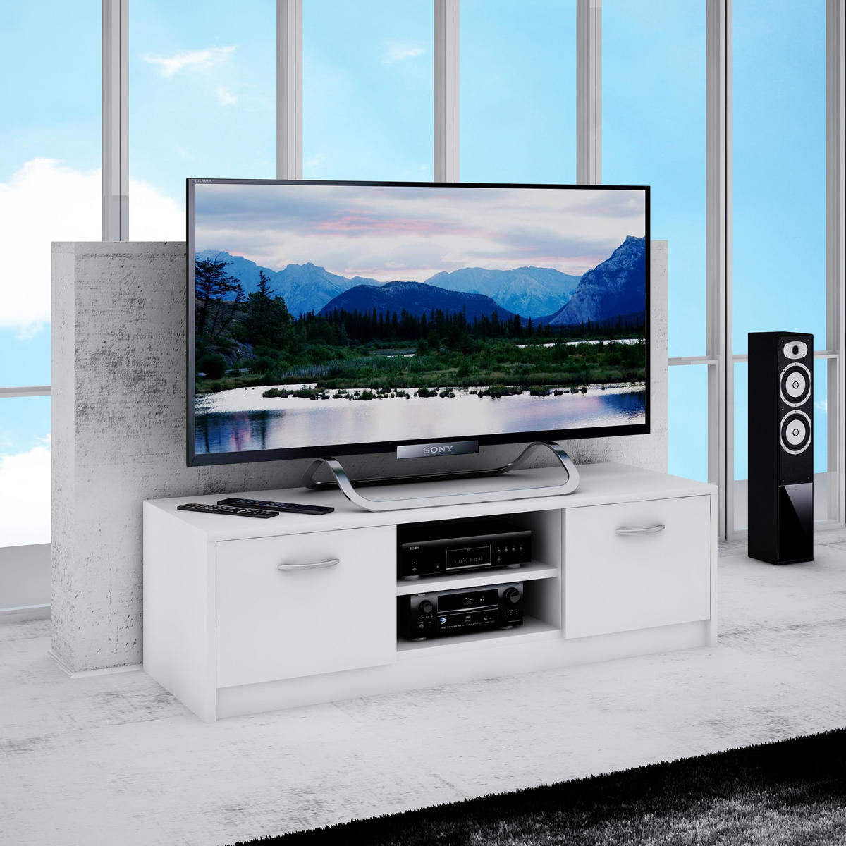 FERNSEHKOMMODE 2DC Weiß 120/41/36 cm - Weiß, Holzwerkstoff (120/36/41cm) - Matkam Möbel