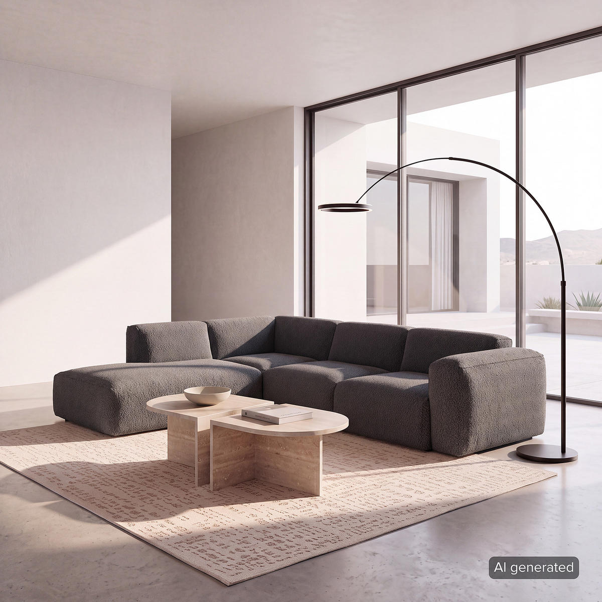 3-SITZER ECKSOFA mit Recamiere - Anthrazit/Schwarz, Kunststoff/Textil (295/231cm) - home24