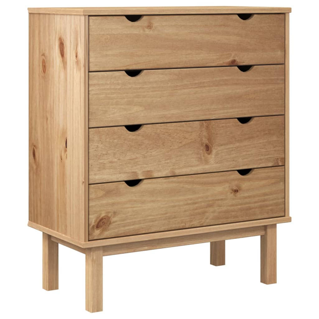 SCHUBLADENSCHRANK OTTA 76,5x39,5x90 cm Massivholz - Braun, Holz (76.5/90/39.5cm) - furnicato