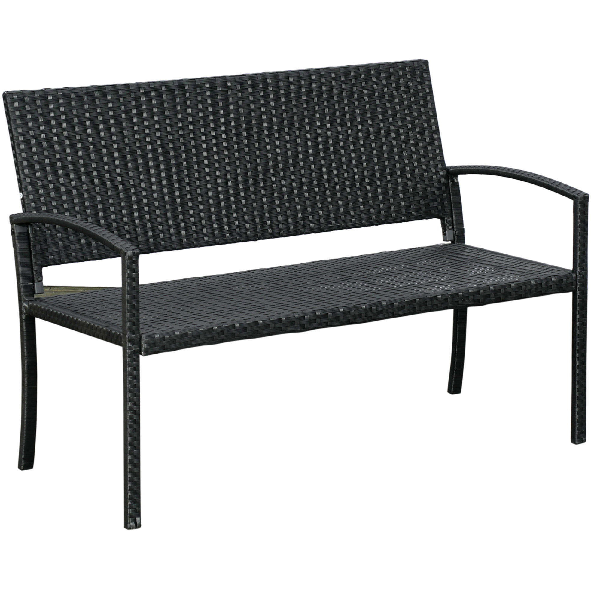 Modfu ZAHRADNÍ lavice z oceli 122x60x87 cm černá z polyratanu pro 2 osoby, odolná vůči UV záření a vlhkosti