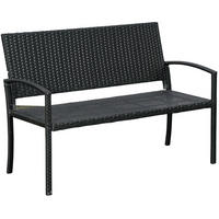 ZAHRADNÍ lavice z oceli 122x60x87 cm černá z polyratanu pro 2 osoby, odolná vůči UV záření a vlhkosti - černá, kov (122/85/60cm) - Modfu