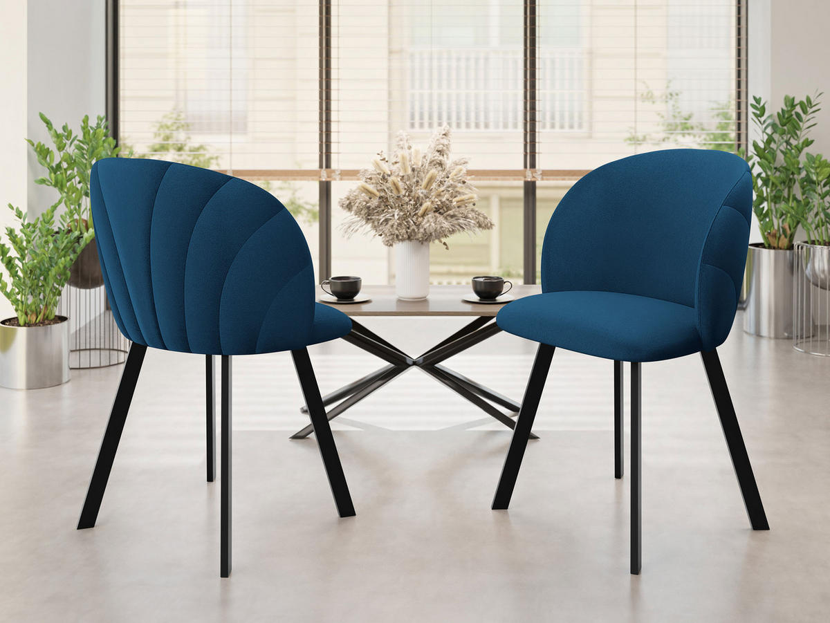 ESSZIMMERSTUHL K99 - Blau/Schwarz, Holzwerkstoff/Textil (51/80/52cm) - MIRJAN24
